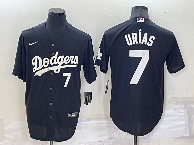 Men Los Angeles Dodgers 7 Urias Black Inversion Nike 2022 MLB Jerseys